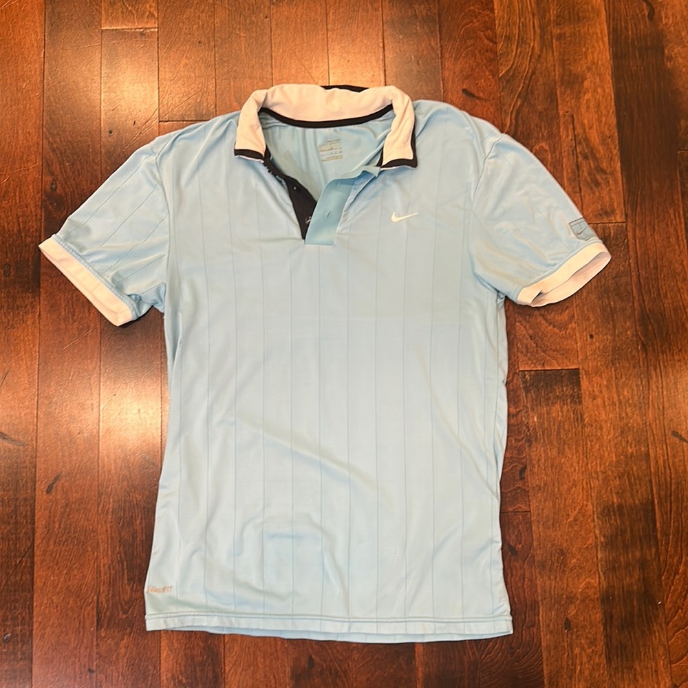 Vintage Nike NikeFit Paris 2008 Light Blue Tennis Collared Shirt - Small